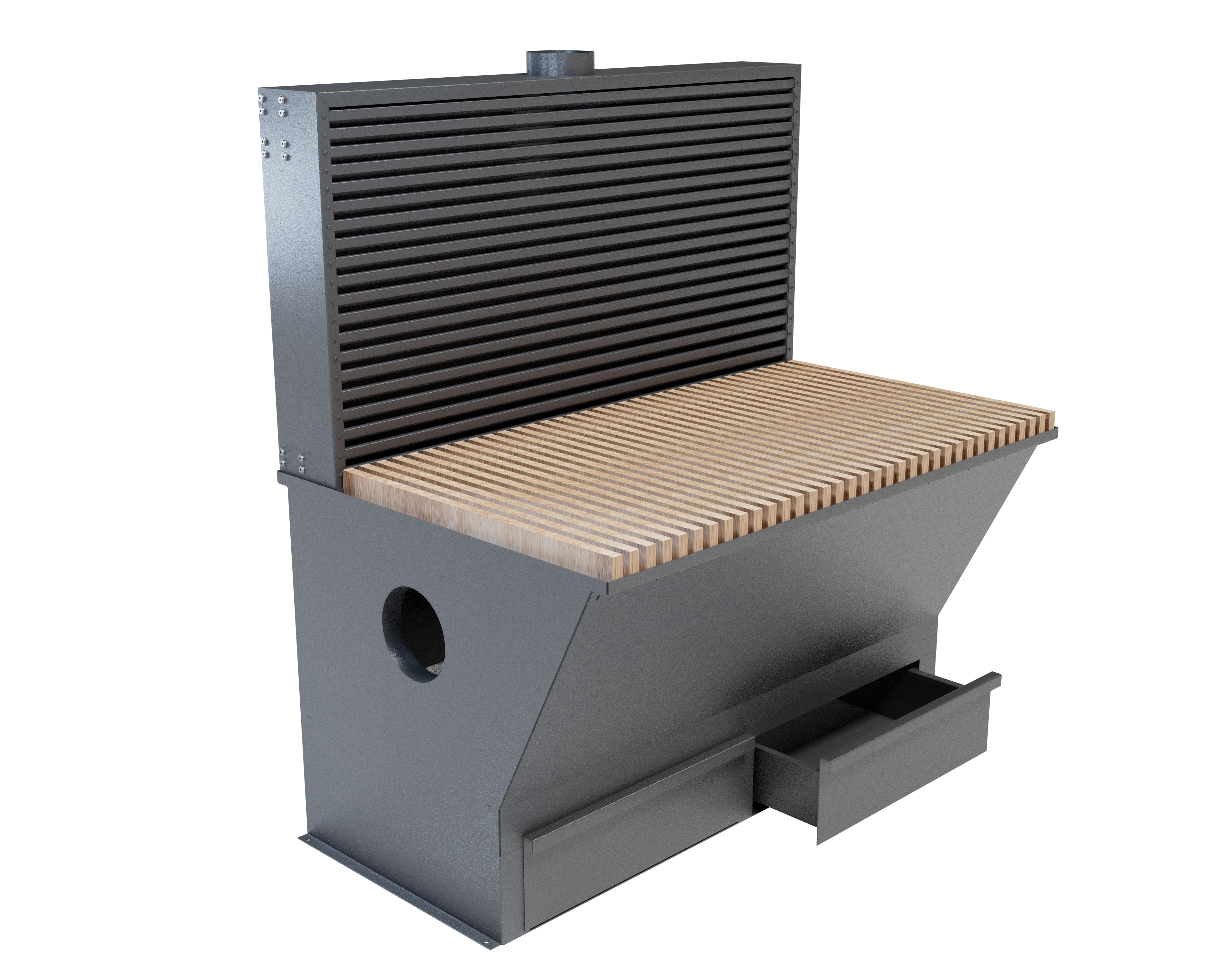 Grinding bench with rear wall suction